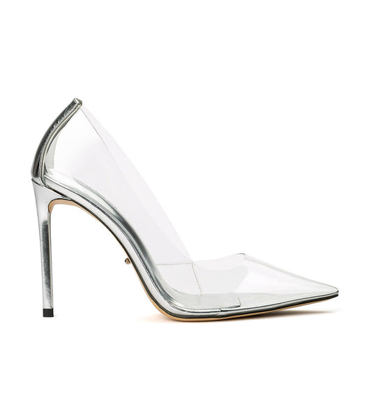 Tony Bianco Alijah Clear Vinylite/Silver 10.5cm Stiletto Heels Silver | UIETG87753