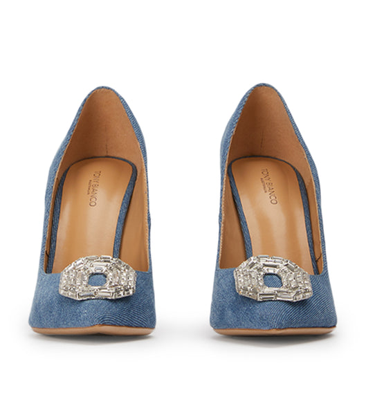 Tony Bianco Alison Washed Denim 10.5cm Bling Heels Blue | BIESD98522