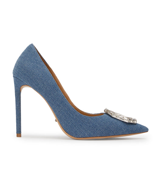 Tony Bianco Alison Washed Denim 10.5cm Bling Heels Blue | BIESD98522