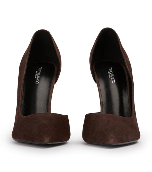 Tony Bianco Alyx Espresso Suede 10.5cm Court Shoes Chocolate | IEQAV83153