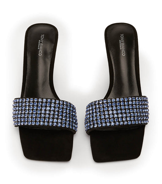 Tony Bianco Amos Blue Crystal/Black Suede 6.5cm Bling Heels Blue / Black | AIEWC12308