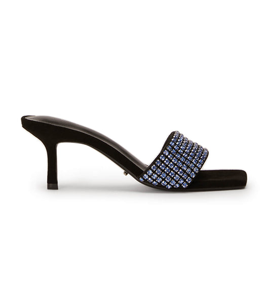 Tony Bianco Amos Blue Crystal/Black Suede 6.5cm Event Heels Blue / Black | BIESD86125