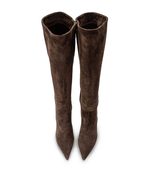 Tony Bianco Apollo Espresso Suede 10.5cm Mid Calf Boots Chocolate | IEIIZ90524