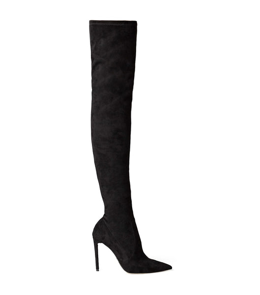 Tony Bianco Avah Black Stretch Suede 10.5cm Heeled Boots Black | AIEDF30263