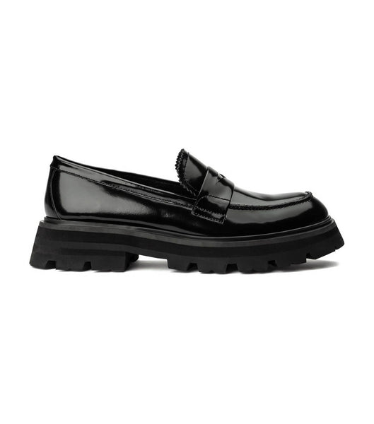 Tony Bianco Axell Black Hi Shine 4.5cm Loafers Black | SIENY72460