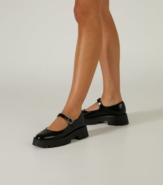 Tony Bianco Betsy Black Hi Shine 4.5cm Loafers Black | IENEJ77604