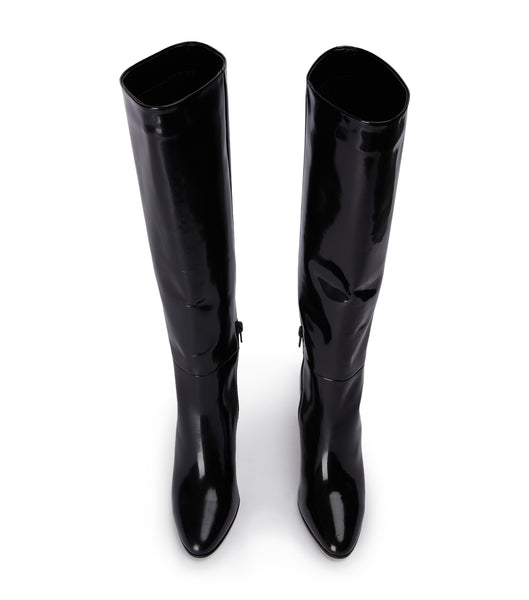 Tony Bianco Boss Black Hi Shine 9.5cm Heeled Boots Black | IEQCS17844