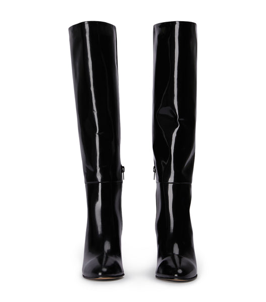 Tony Bianco Boss Black Hi Shine 9.5cm Heeled Boots Black | IEQCS17844