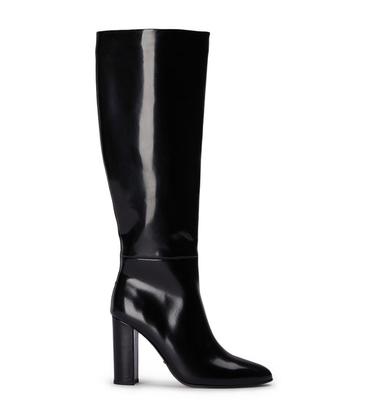 Tony Bianco Boss Black Hi Shine 9.5cm Mid Calf Boots Black | MIEHR23817