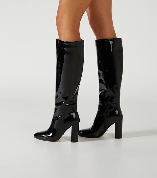 Tony Bianco Boss Black Patent 9.5cm Knee High Boots Black | MIEHR60752