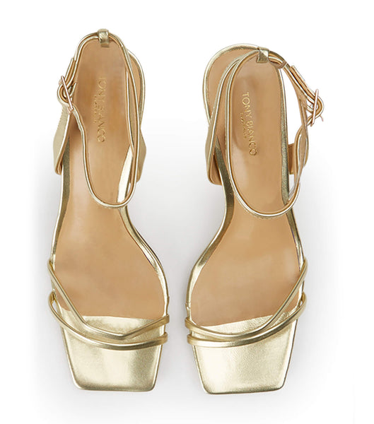 Tony Bianco Camelia Gold Nappa Metallic 8.5cm Strappy Heels Gold / Metal | IECIF65456