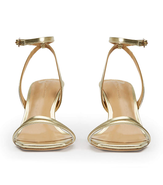 Tony Bianco Camelia Gold Nappa Metallic 8.5cm Strappy Heels Gold / Metal | IECIF65456