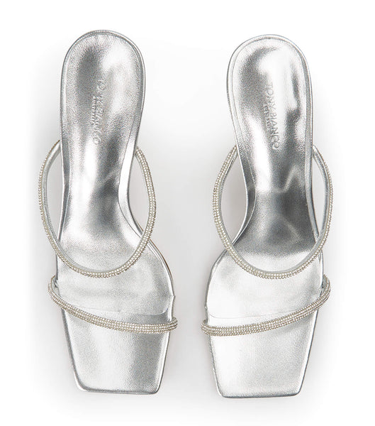 Tony Bianco Chase Silver Nappa Metallic 8.5cm Bling Heels Silver / Metal | IEICD36148