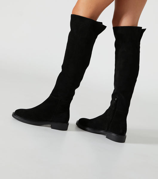Tony Bianco Chasey Black Suede 4.5cm Knee High Boots Black | IENZX39854