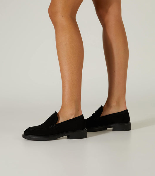 Tony Bianco Cherish Black Suede 4.5cm Loafers Black | SIENY68643