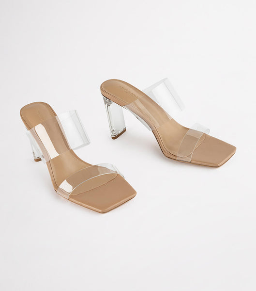 Tony Bianco Chicago Clear Vinylite/Skin Nappa 8.5cm Event Heels Skin Color | EIEHC48461