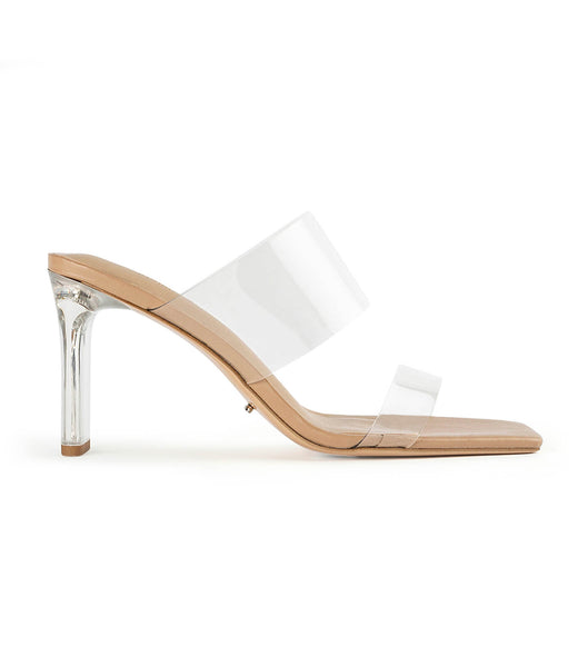 Tony Bianco Chicago Clear Vinylite/Skin Nappa 8.5cm Block Heels Skin Color | LIESX81164