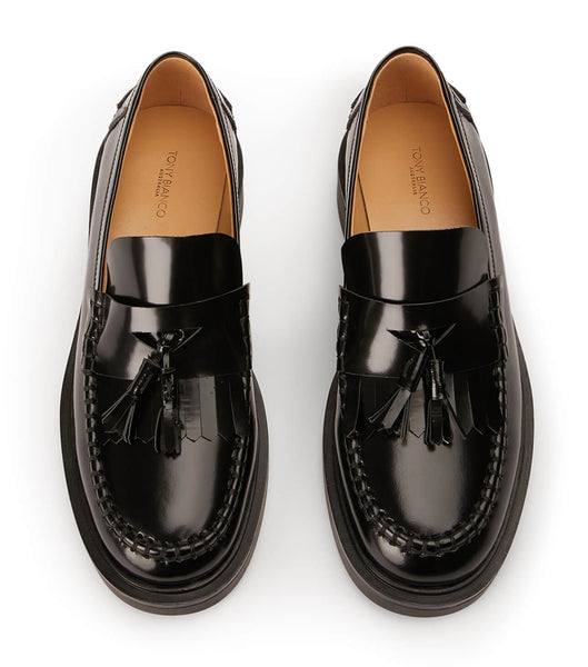 Tony Bianco Colt Black Hi Shine 4.5cm Loafers Black | XIEGW37461