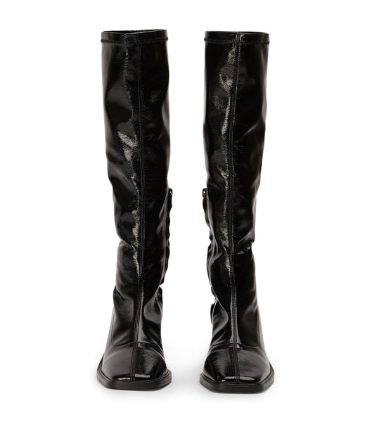 Tony Bianco Damon Black Crinkle Patent 7.5cm Knee High Boots Black | MIEFT74514