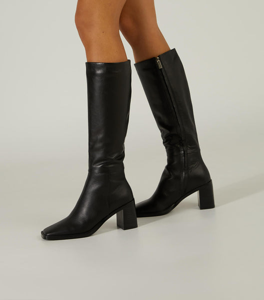 Tony Bianco Darby Black Venice 7.5cm Mid Calf Boots Black | IEXBR92497