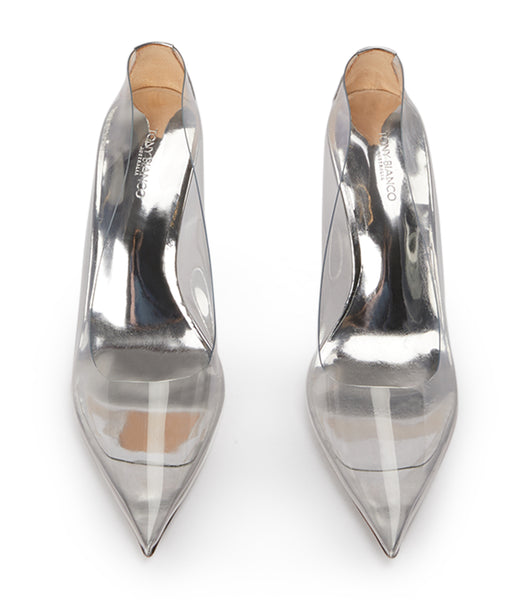 Tony Bianco Dolly Clear Vinylite/Silver 9.5cm Event Heels Silver | YIEGT89033