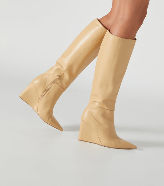 Tony Bianco Drake Butter Nappa 9.5cm Knee High Boots Yellow | UIEND56547