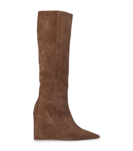 Tony Bianco Drake Saddle Suede 9.5cm Heeled Boots Brown | BIESD77250