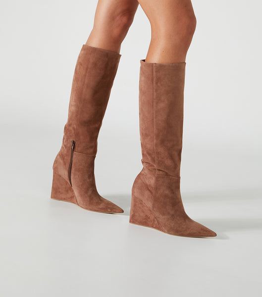 Tony Bianco Drake Saddle Suede 9.5cm Knee High Boots Brown | IECVG91035