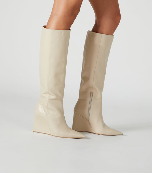 Tony Bianco Drake Vanilla Capretto 9.5cm Knee High Boots Light Yellow | EIEVG29000