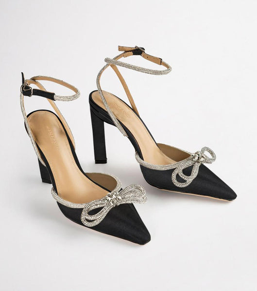 Tony Bianco Elsie Black Satin 10.5cm Bling Heels Black | YIEVQ33409