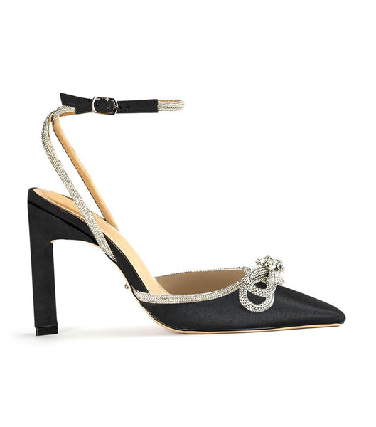 Tony Bianco Elsie Black Satin 10.5cm Bridal Heels Black | IEJBT49184