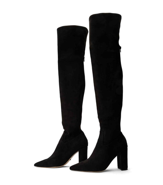 Tony Bianco Estella Black Stretch Suede 8.5cm Stretch Boots Black | IEDFL14665