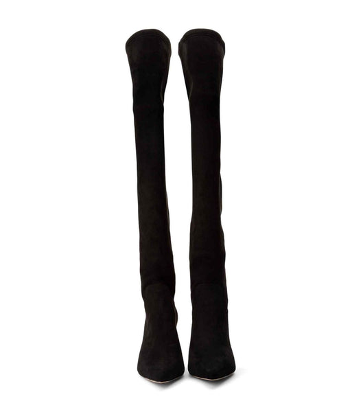 Tony Bianco Estella Black Stretch Suede 8.5cm Heeled Boots Black | SIEVO98899