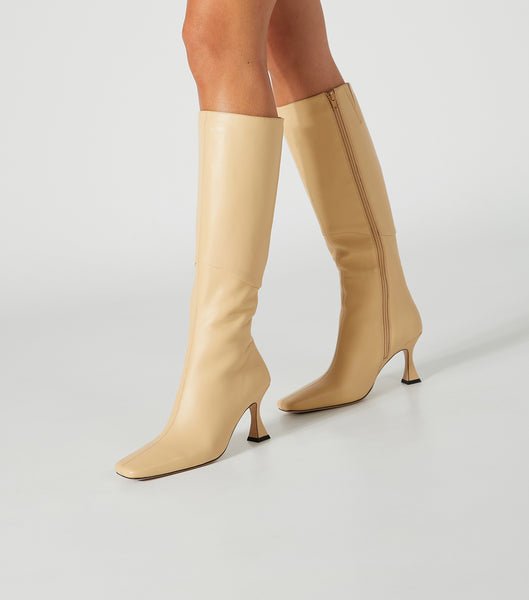 Tony Bianco Fantasy Butter Nappa 8cm Heeled Boots Yellow | IENEJ30098