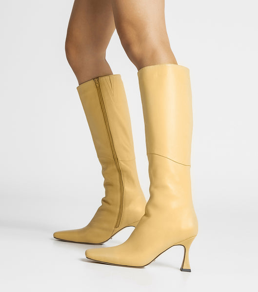 Tony Bianco Fantasy Butter Nappa 8cm Heeled Boots Yellow | IENEJ30098