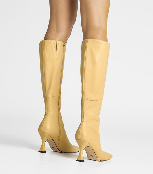 Tony Bianco Fantasy Butter Nappa 8cm Heeled Boots Yellow | IENEJ30098