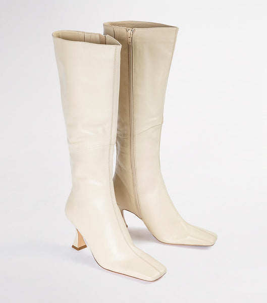 Tony Bianco Fantasy Vanilla Nappa 8cm Knee High Boots Light Yellow | QIEUV29956