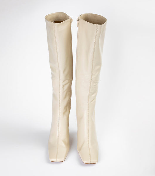 Tony Bianco Fantasy Vanilla Nappa 8cm Knee High Boots Light Yellow | QIEUV29956