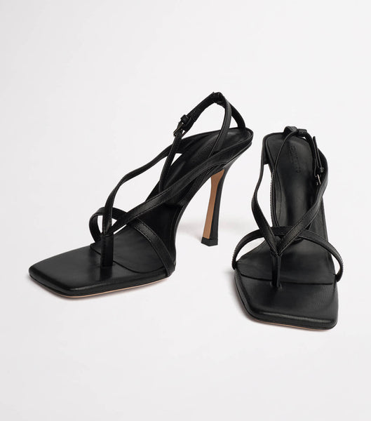 Tony Bianco Faythe Black Kid 10.5cm Strappy Heels Black | UIEND15206