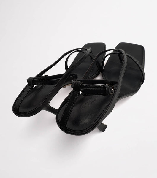 Tony Bianco Faythe Black Kid 10.5cm Thong Sandals Black | IEZPD32806