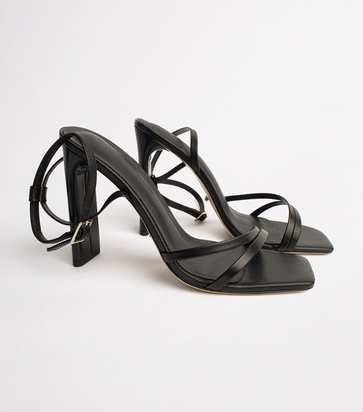 Tony Bianco Fiance Black Kid 11cm Strappy Heels Black | GIEEC38248