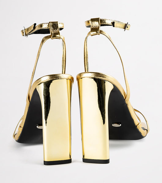 Tony Bianco Fiance Gold Foil 11cm Strappy Heels Gold | ZIENQ30803