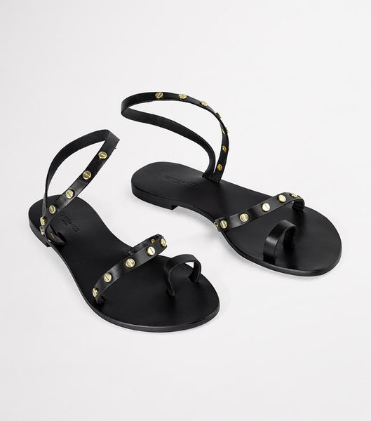 Tony Bianco Finola Black 1cm Flat Sandals Black | IENEJ38665