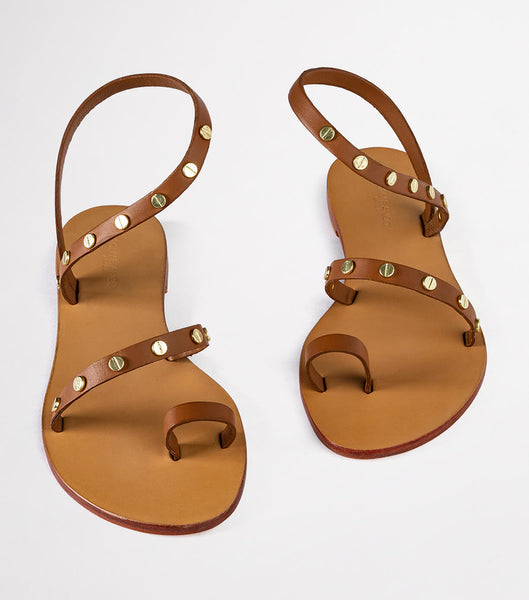 Tony Bianco Finola Tan 1cm Flat Sandals Brown | QIEWA44058