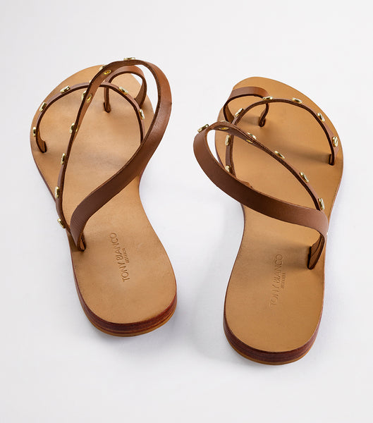 Tony Bianco Finola Tan 1cm Flat Sandals Brown | QIEWA44058