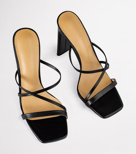 Tony Bianco Fior Black Kid 11cm Strappy Heels Black | AIEWC29807