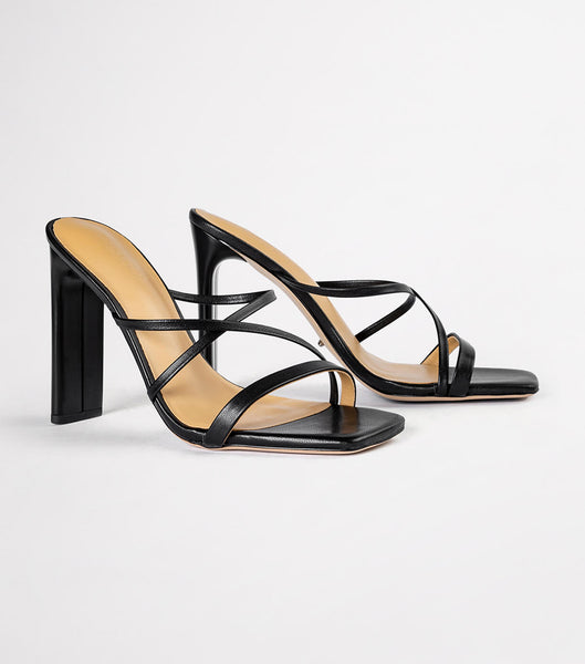 Tony Bianco Fior Black Kid 11cm Strappy Heels Black | AIEWC29807