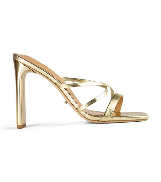 Tony Bianco Fior Gold Nappa Metallic 11cm Strappy Heels Gold / Metal | QIEUV83518