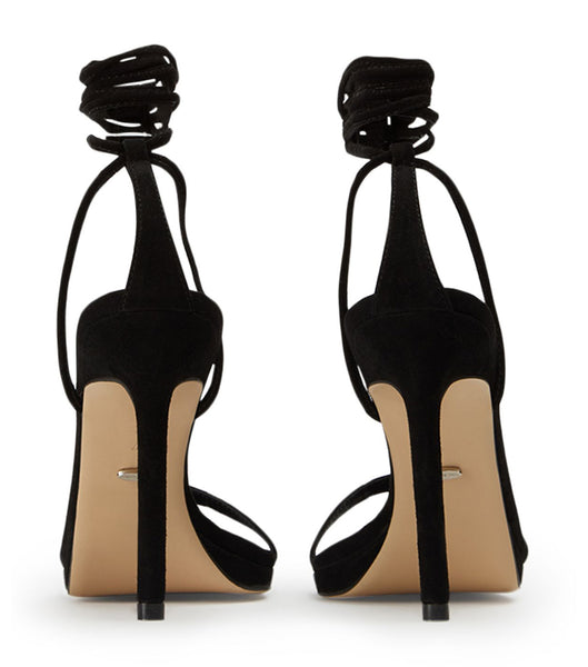 Tony Bianco Fleur Black Suede 11cm Strappy Heels Black | LIETR68692