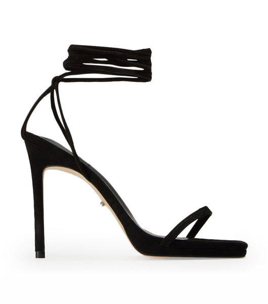 Tony Bianco Fleur Black Suede 11cm Strappy Heels Black | LIETR68692